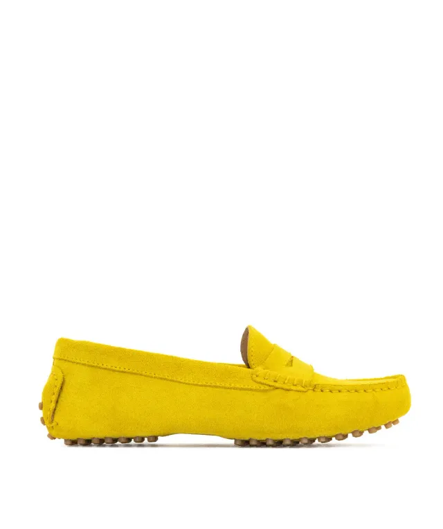 Finsbury Arlequin loafers geel fluweel dames