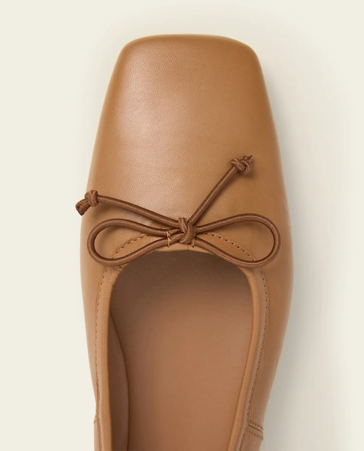 Flattered Kim ballerina cognac leer vierkant