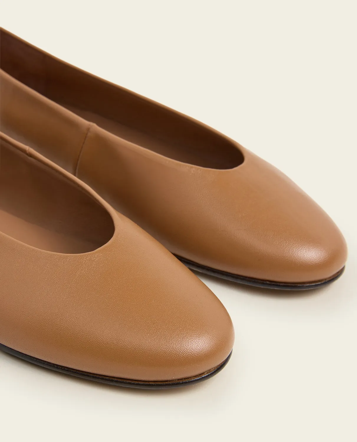 Flattered Pandora ballerina leer cognac plat