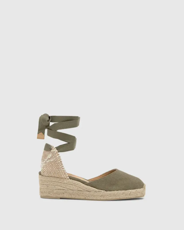 Castaner Carina 3/002 espadrilles olijf 5 cm sleehak