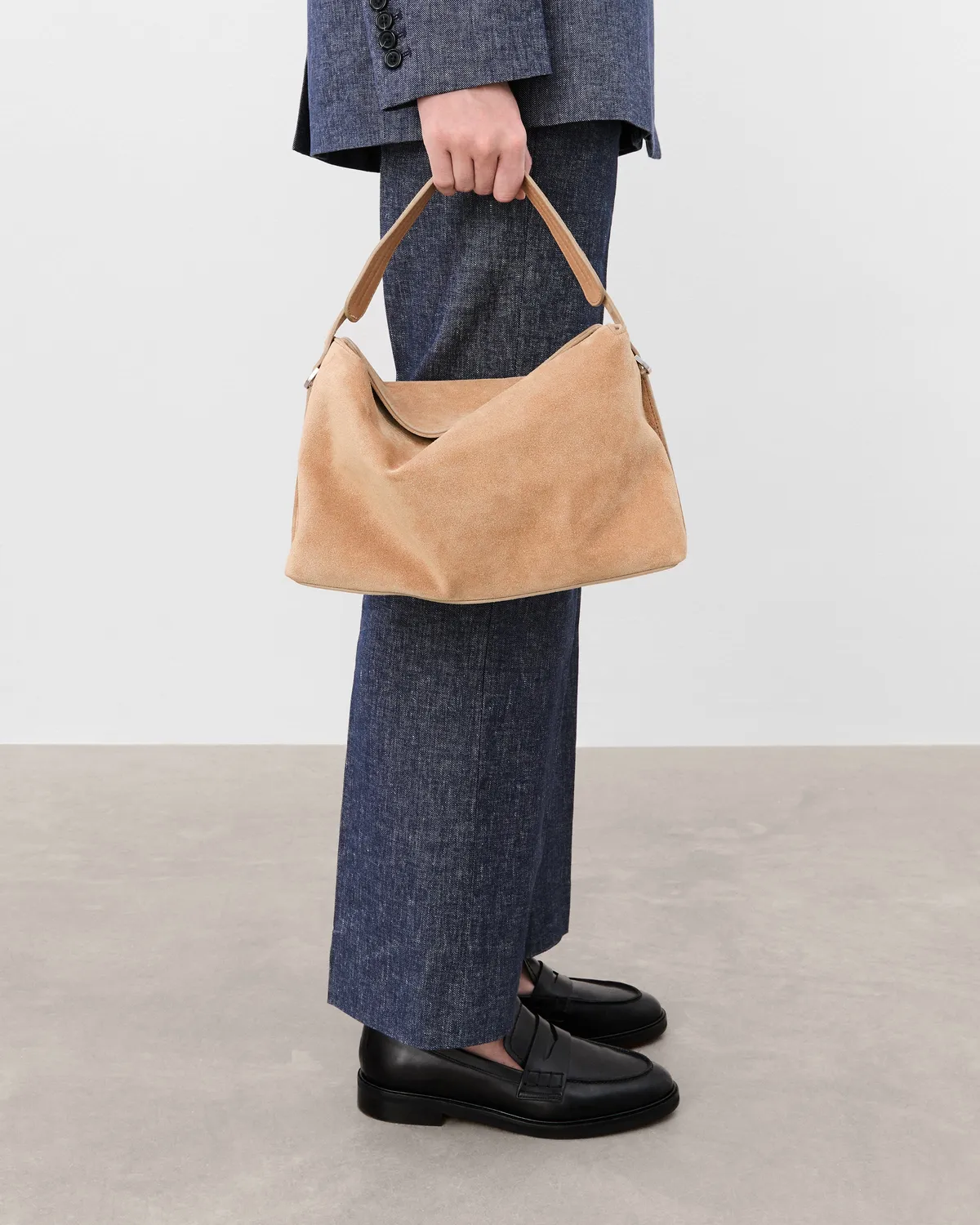 Flattered Hera handtas sand suède top handle