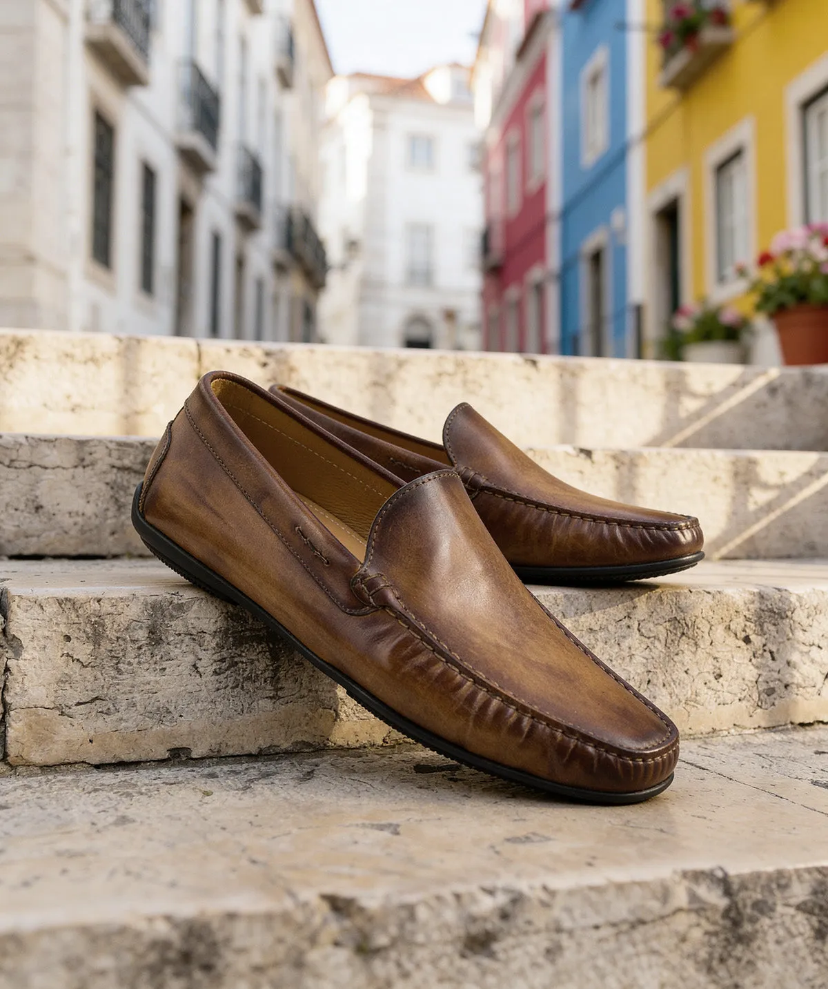 Finsbury Luca loafer lichtbruin patina leer