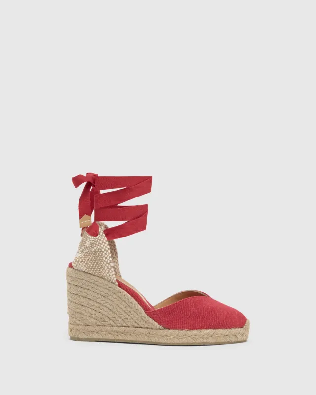 Castaner Chiara 8/SS20002 espadrilles karmijnrood katoen 9cm