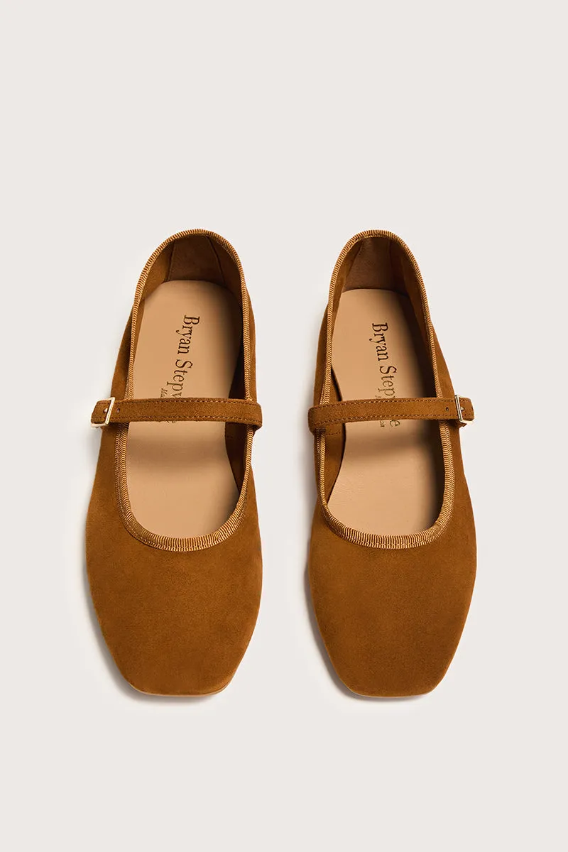 Bryan Stepwise Nicolle ballerina's camel suède